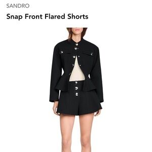 Sandro Black High-Waist Shorts with Silver Buttons